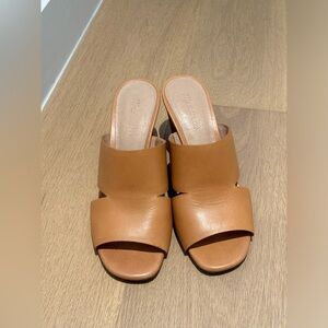 Madewell Open Toe Mules in Tan Leather Size 9